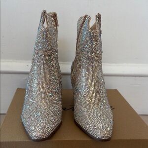 Matisse Silver Ankle Boots with Rhinestone Glamour